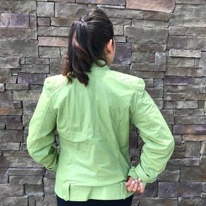 Apple green genuine leather jacket Made in Ecuador